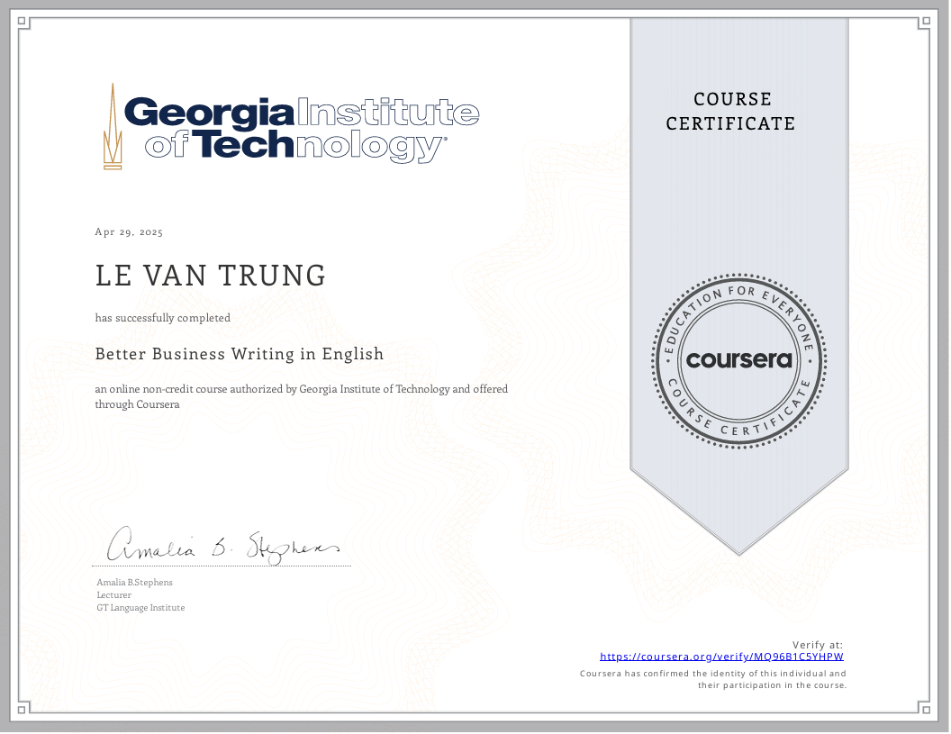 Better Business Writing in English Certificate